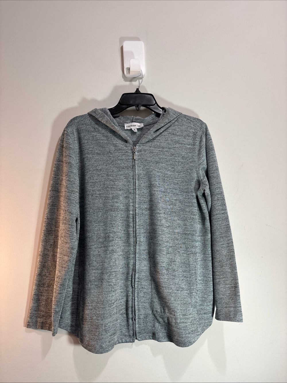 Southern Lady Heather Gray Zip Hoodie Sweater - 1398